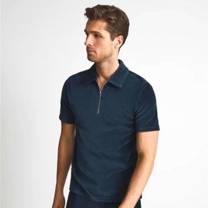 Reiss Half Zip Neck Velour Polo - Size M